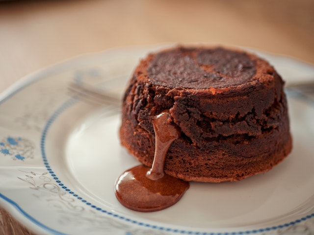 Delicious chocolate cake in the dish