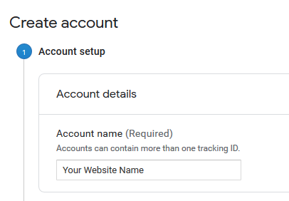 GA Create Account